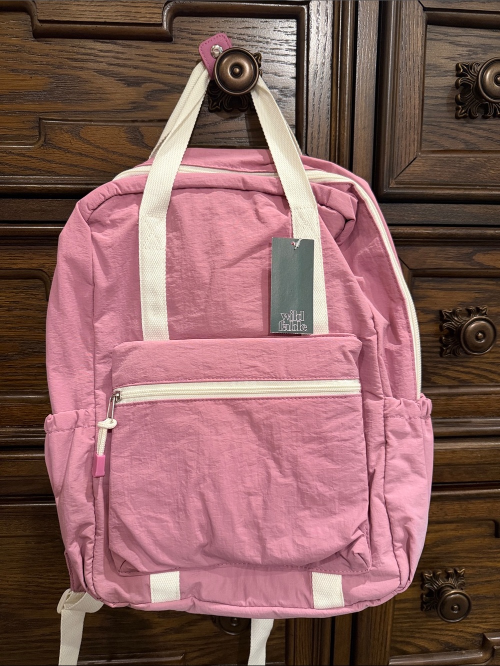 Wild Fable Purple Canvas Tote-Style Backpack with Cream Straps
